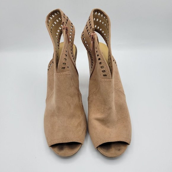 Francesca's Suede Peep Toe Booties Boots Women's Size 10 - Picture 2 of 12